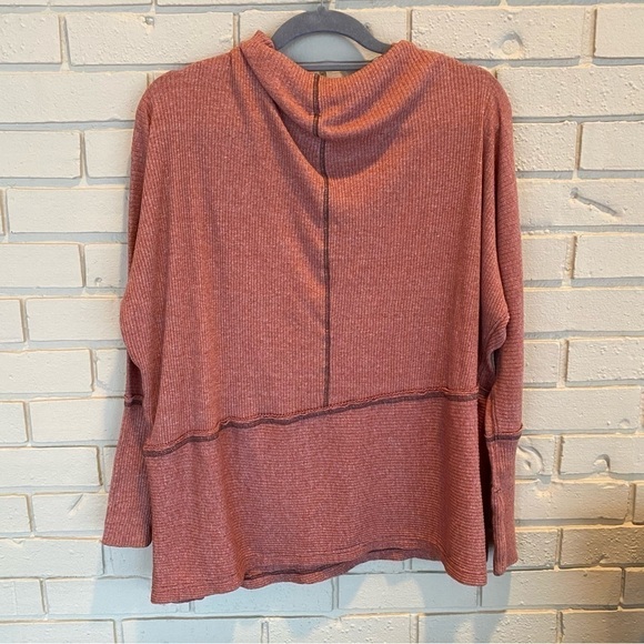 We The Free People Womens Small S Rust Ribbed Raw Hem Oversized Dolman Tunic Top - Picture 3 of 7